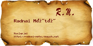 Radnai Máté névjegykártya
